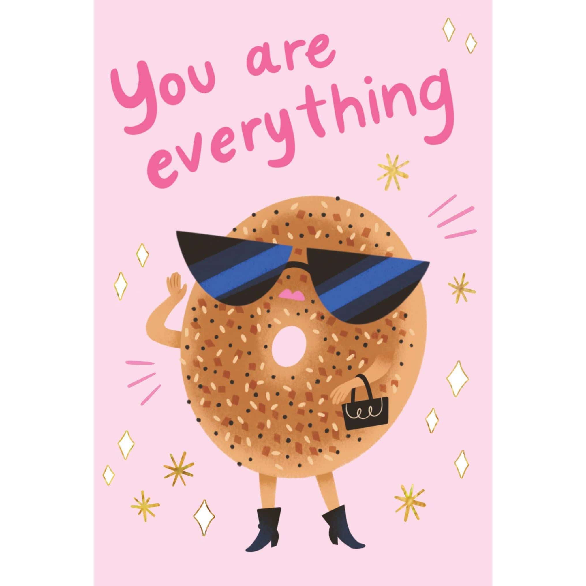 Pictura Everything Bagel Love Card from the Everyday Cards collection showing a humorous illustration of a bagel with love-themed design.